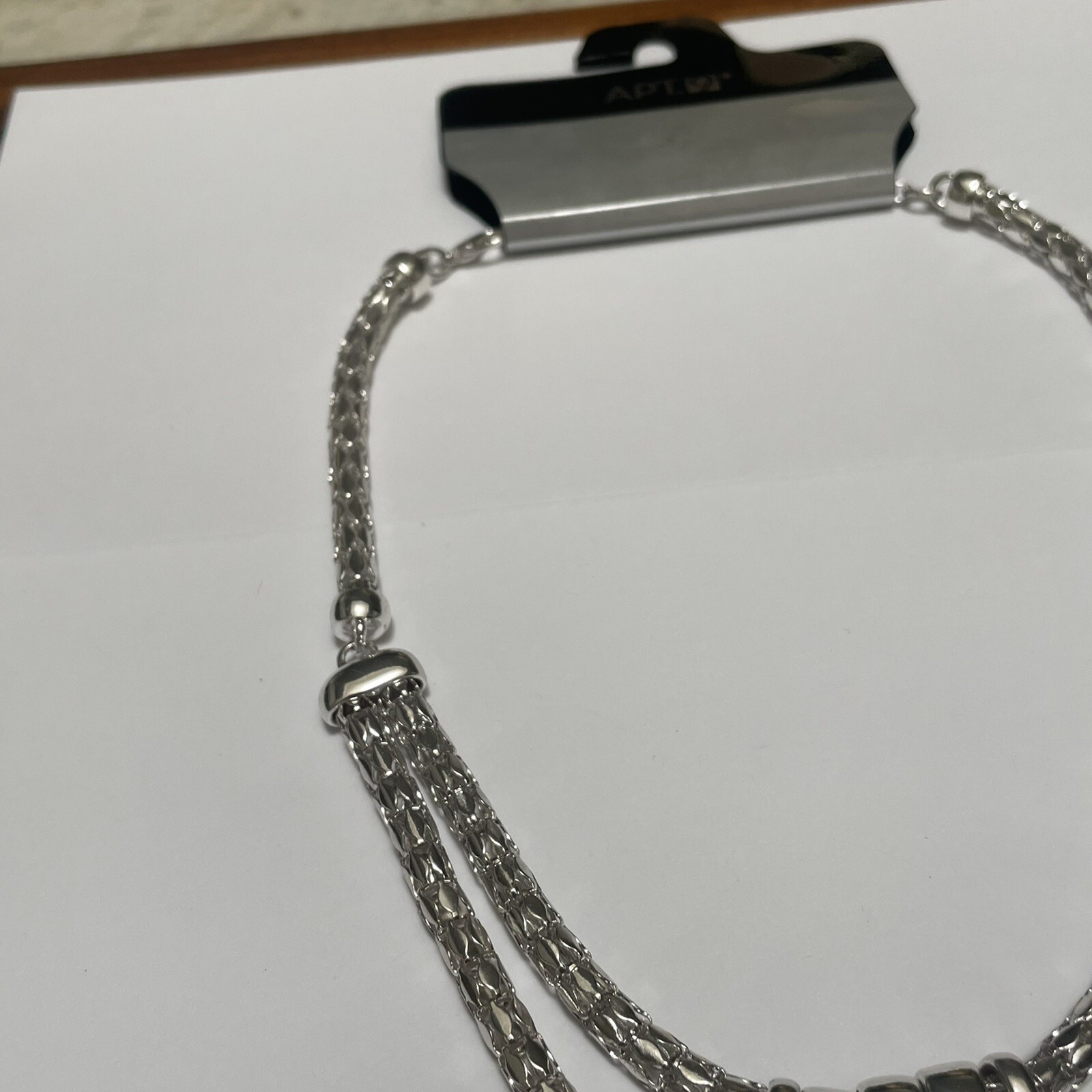 NWT $24 – Apt 9 Costume Necklace Silver Tone Metal Adjustable Length