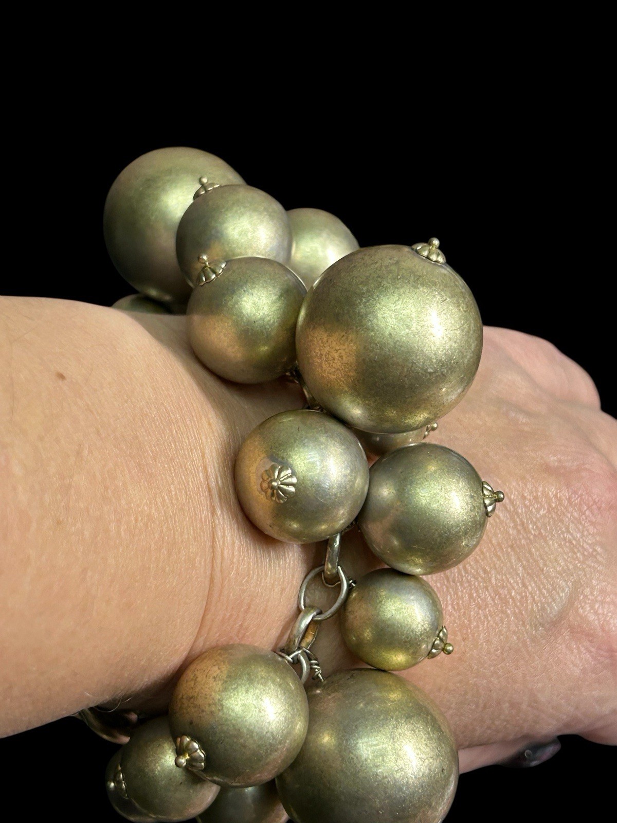 J.Crew Gold Bauble Cluster Bracelet Toggle 6.5” Statement Charm 100g