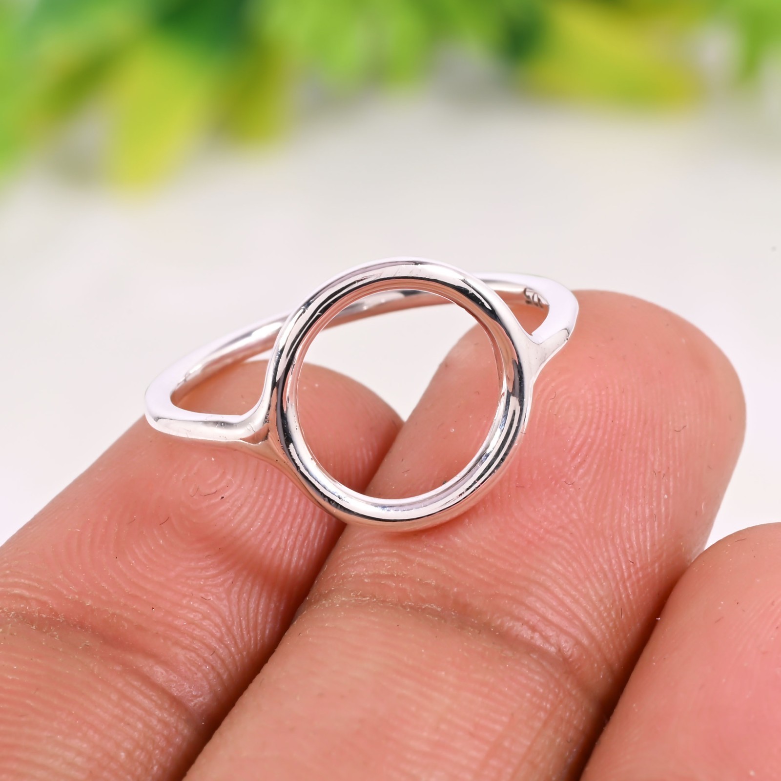 Minimalist Open Circle Ring Silver Tone Round Karma Ring Fashion Jewelry,