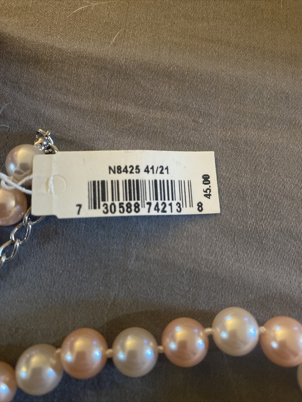 Carolee Faux Pearl Necklace Long Pale Pink & White BRAND NEW