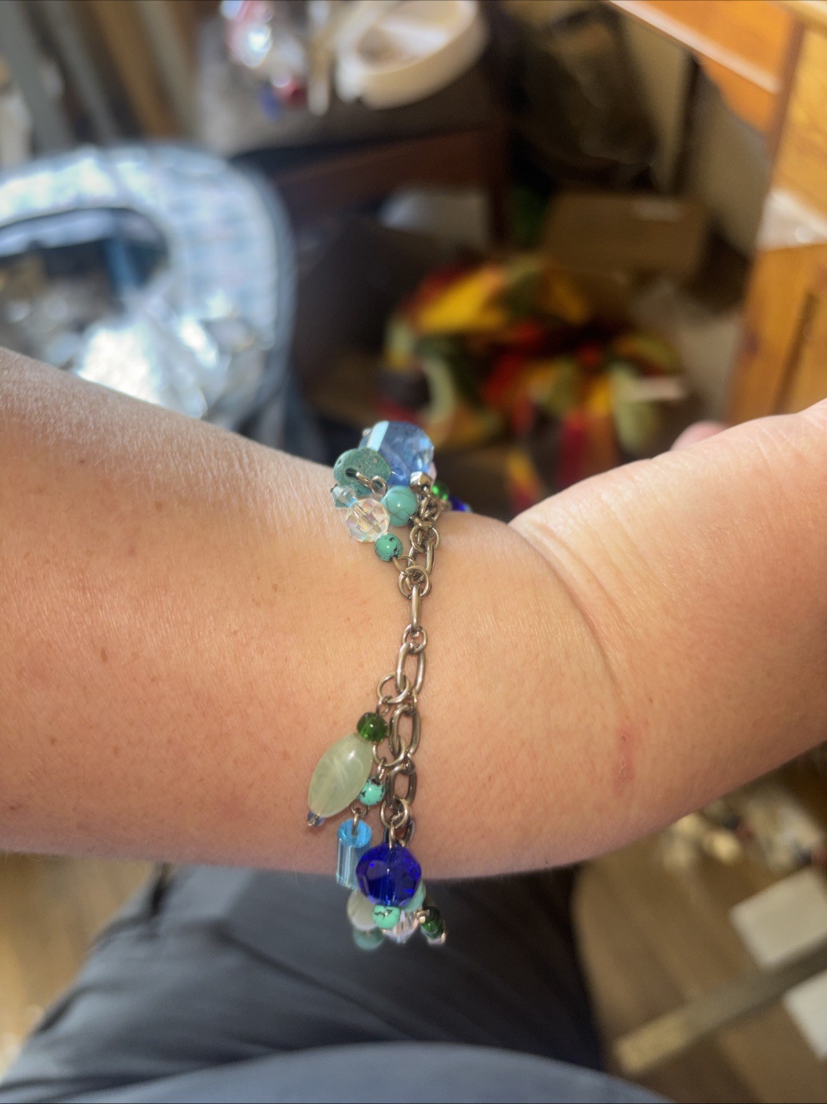 Multistone Beaded Charm Bracelet