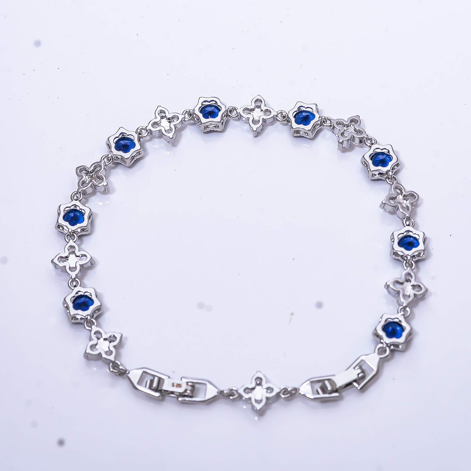 Blue Sapphire & CZ – Simulated 925 Sterling Silver Tennis Bracelet 8.99″ B53