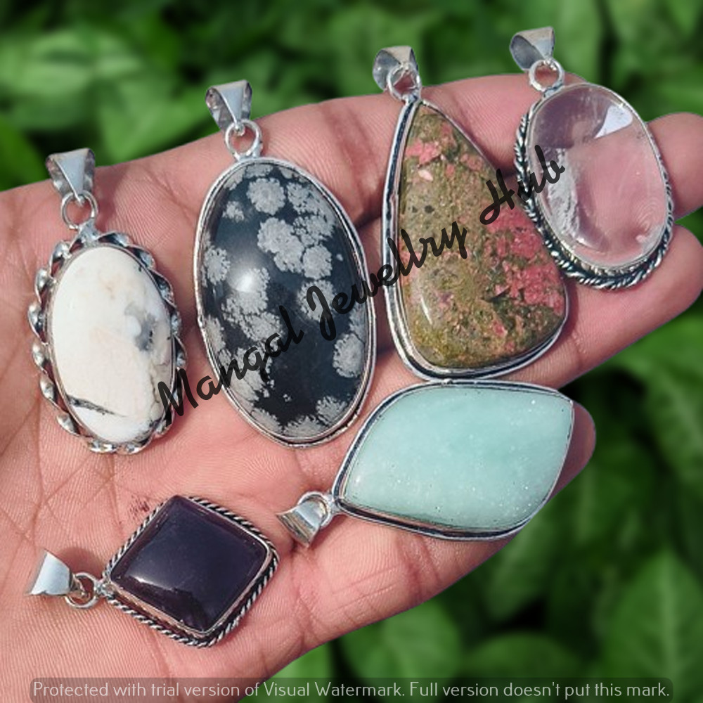 Good Look Opal & Mix Gemstone Pendants Lot 925 Sterling Silver Plated Jewellery