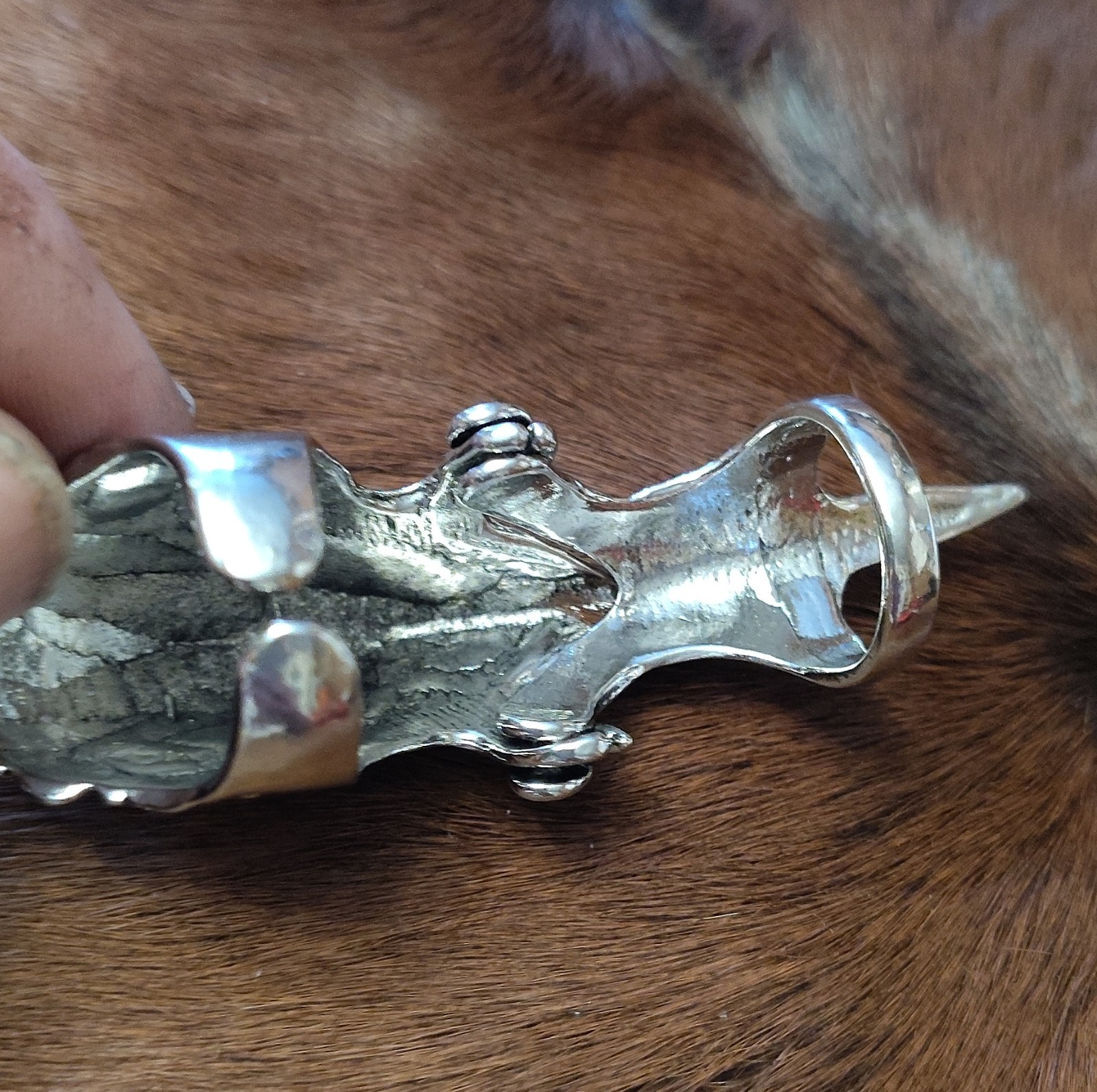 Silver Tone Bird Full Finger Adjustable Ring, Animal Style, Finger armor