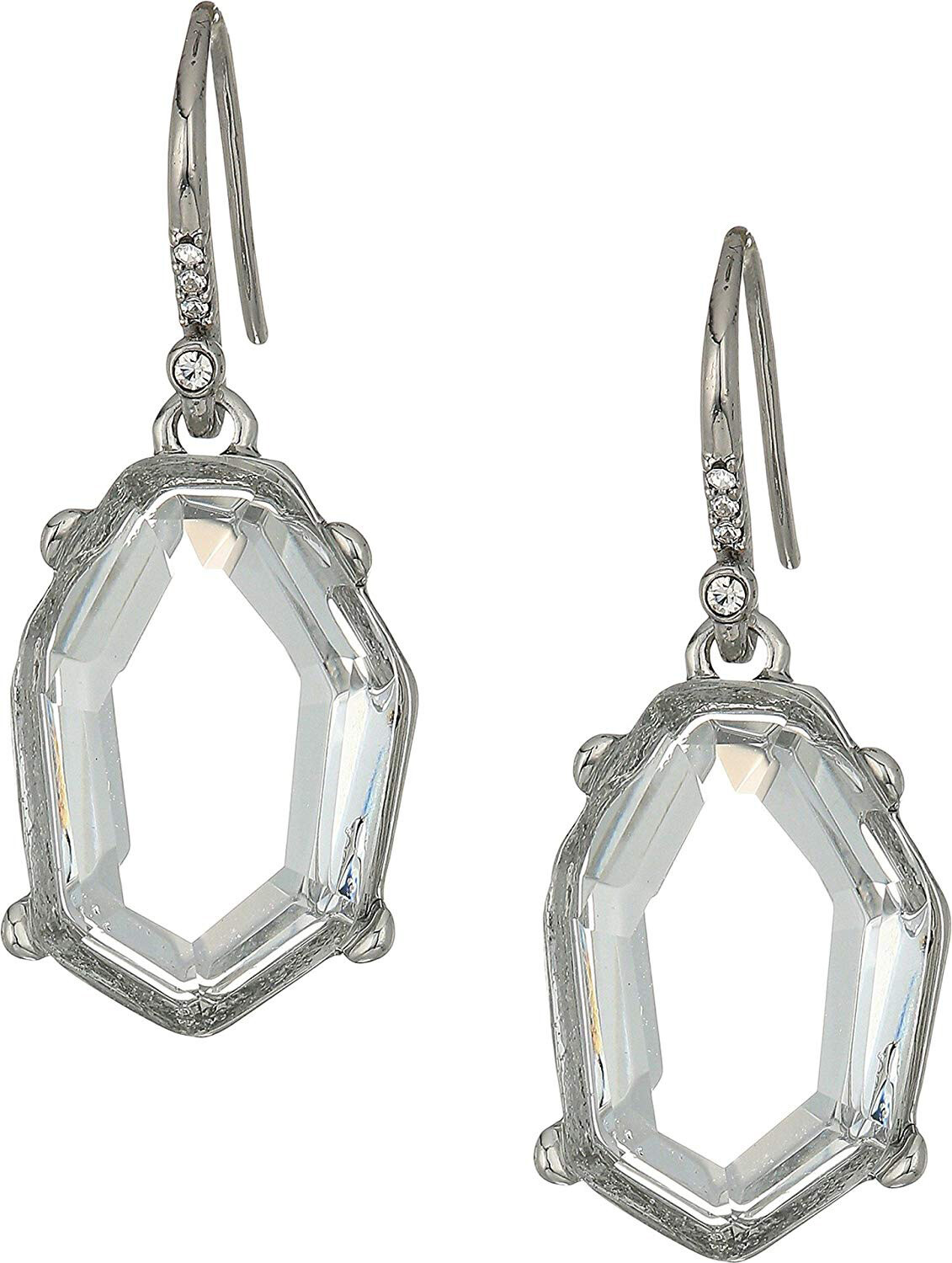 New French Connection Silver Crystal Irregular Stone Drop Earrings $48 Tag #FC26