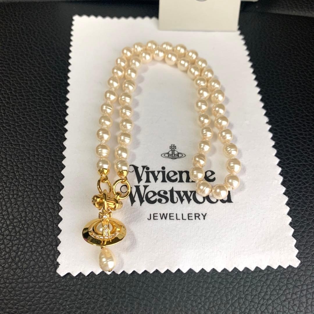 Vivienne Westwood Necklace ALEKSA Pearl Gold w/Pouch NO BOX