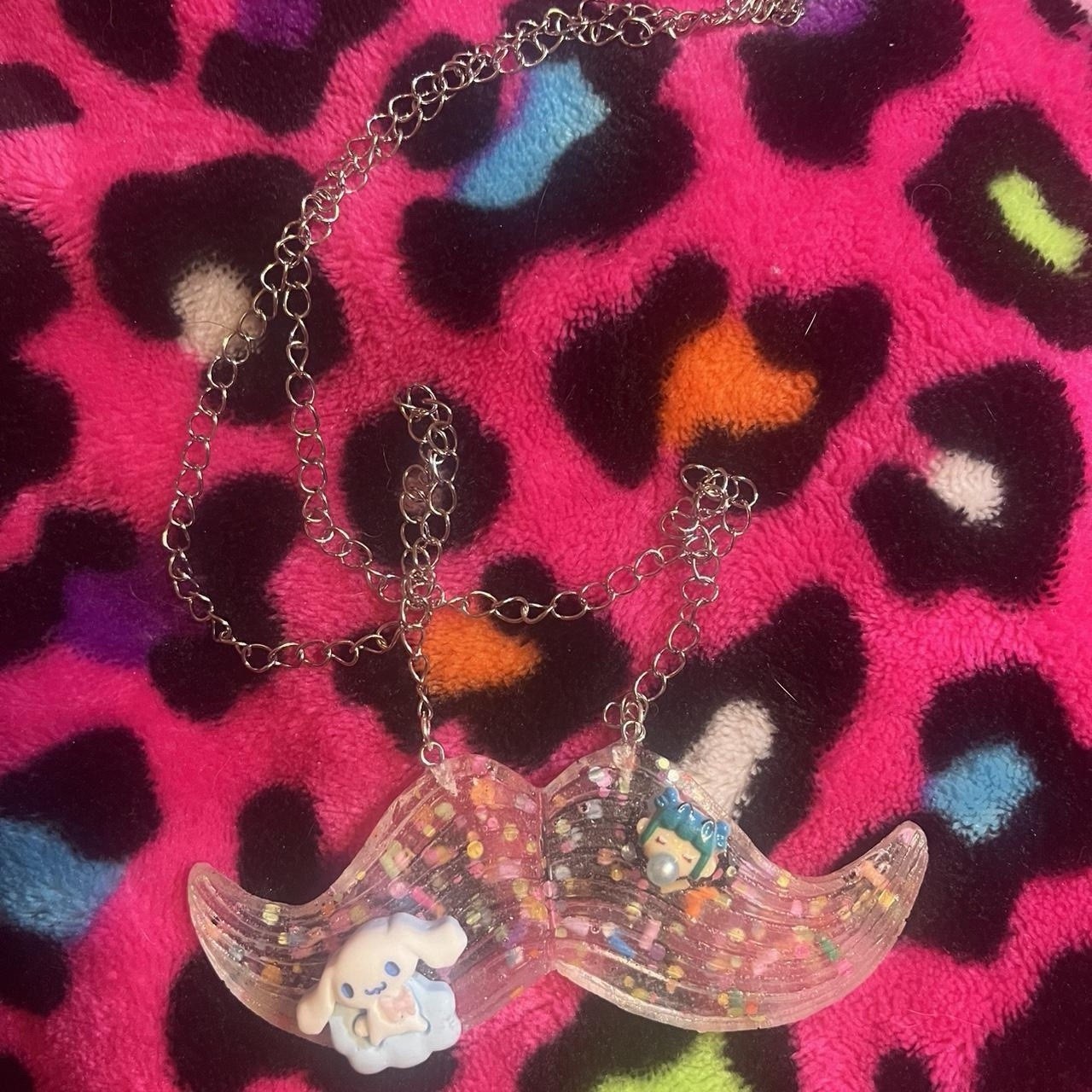 Handmade mustache sprinkle necklace with charms