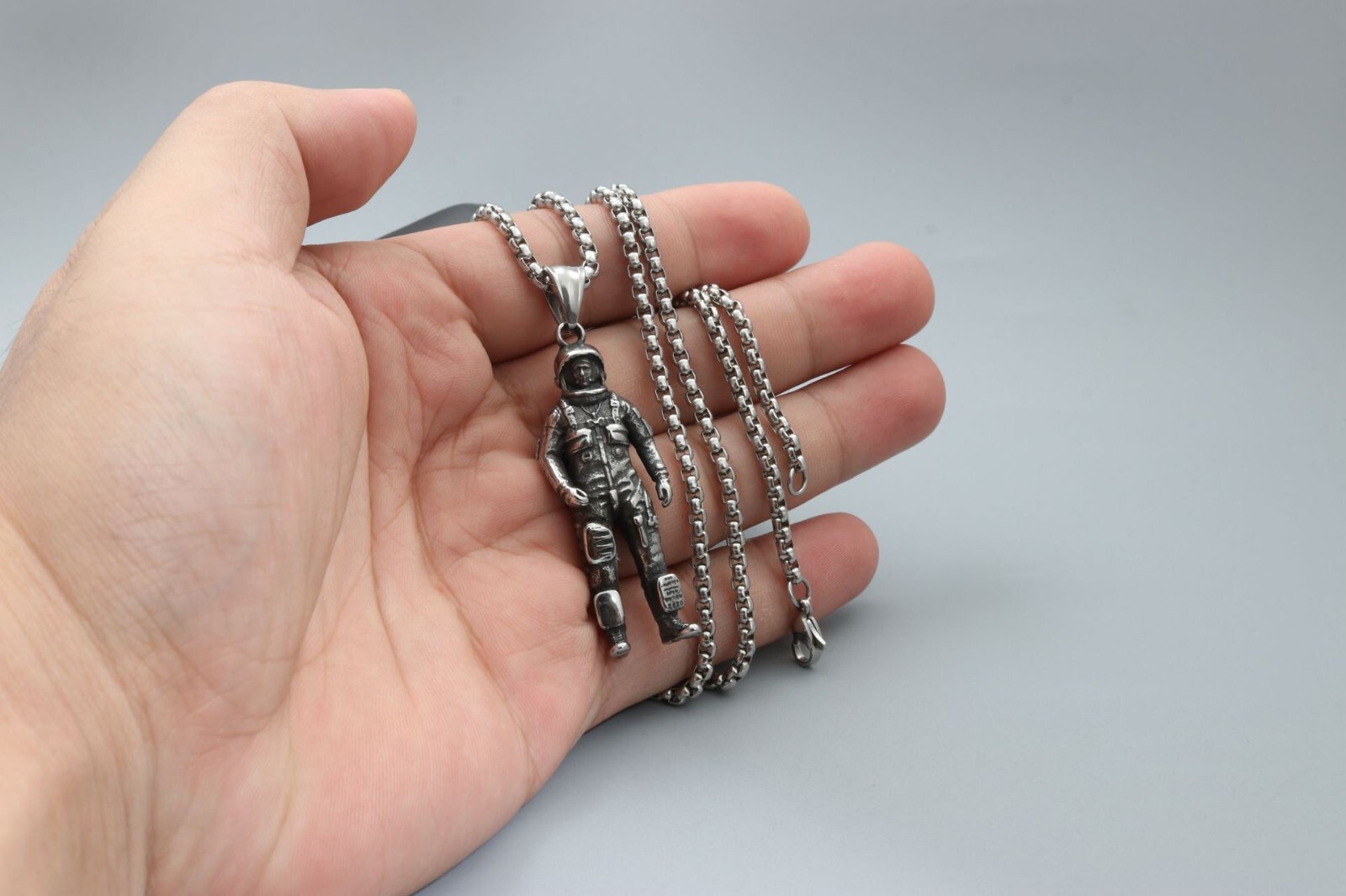 Mens Stainless Steel NASA Space Spaceman Astronaut Pendant Necklace Men
