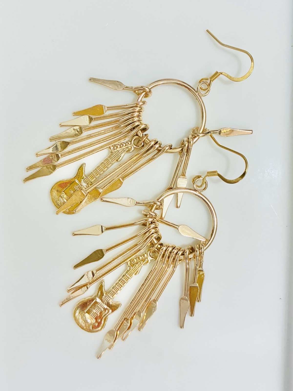 Guitar Fringe , Music, Earrings, Crystal Drop, Charm, High Quality, Musician