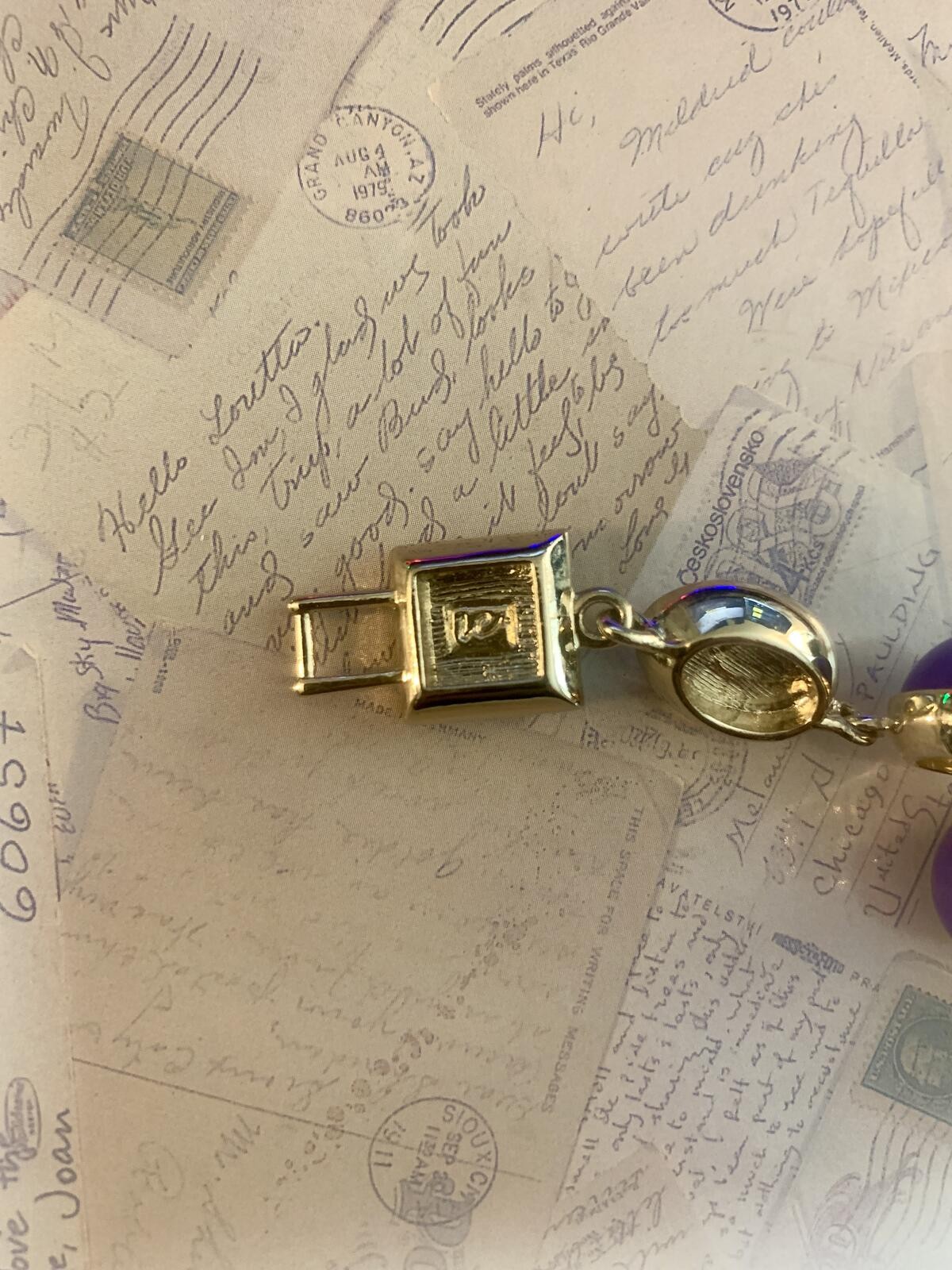 Vintage Signed Purple & Clear Multi-Shape Crystal Gold-Tone Link Bracelet Heavy