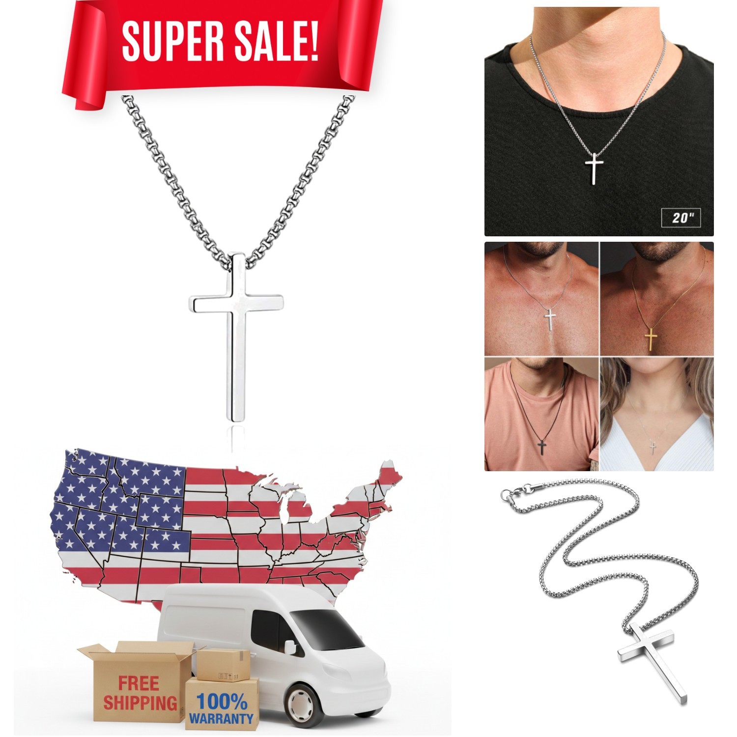 Stylish 1.2-Inch Stainless Steel Cross Necklace for Comfortable Everyday Wear