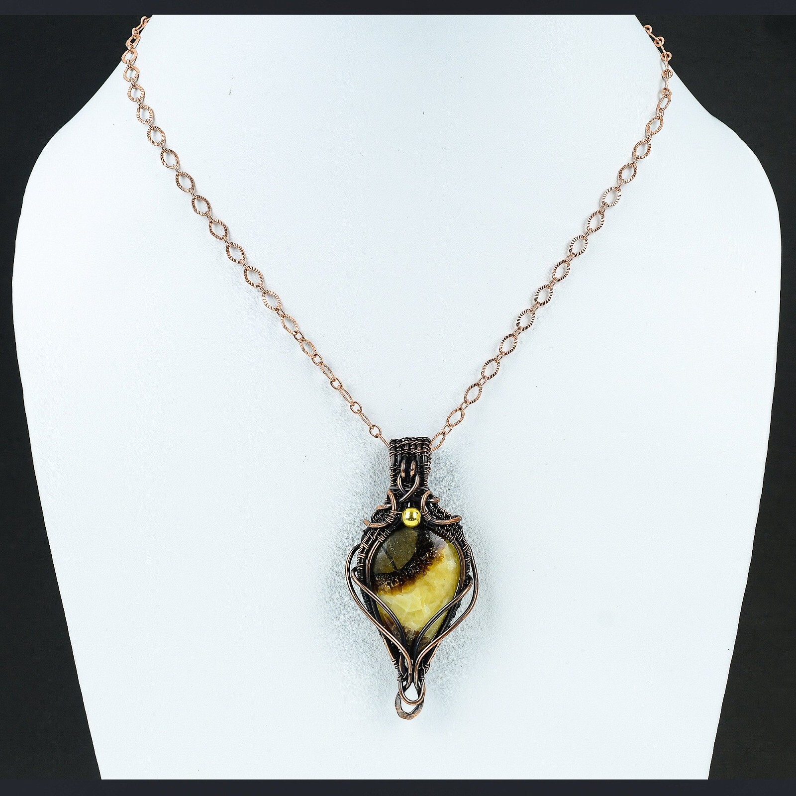 Gift For Women Jewelry Wire Wrapped Pendant Copper Septarian Gemstone 2.83″