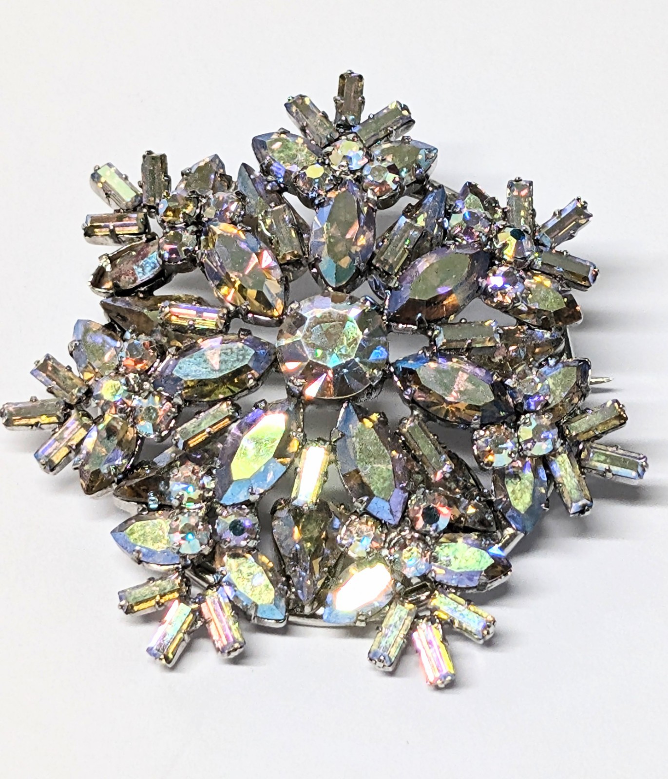 Vintage Large Stacked Made In Austria Aurora Brooch Pin