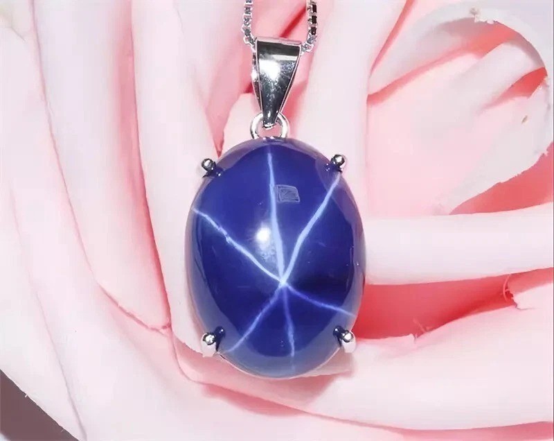 21.28 Ct Certified Natural Blue Star Sapphire 925 Solid Silver Pendant Gemstone