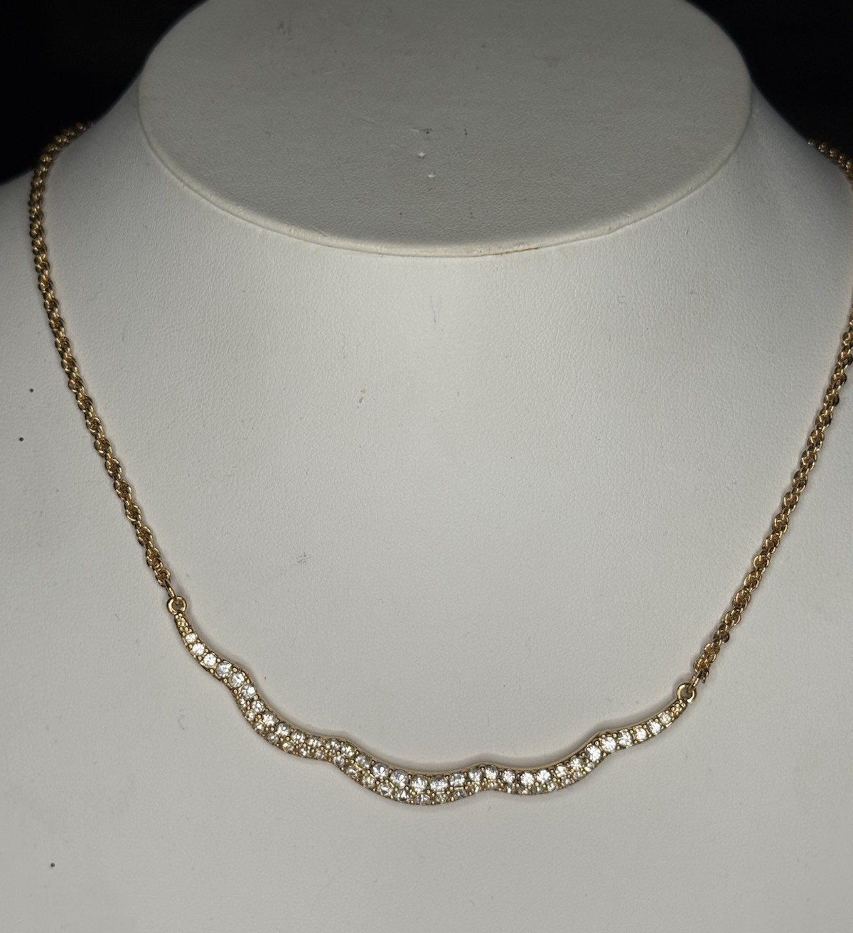 Genuine Swarovski Gold Tone Crystal Pave Rhinestone Necklace Choker Collar
