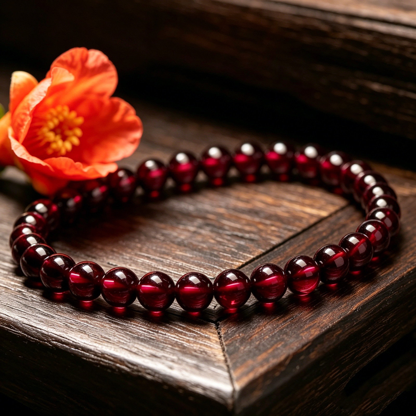 5mm Garnet Stretch Bracelet January Birthstone Love Healing