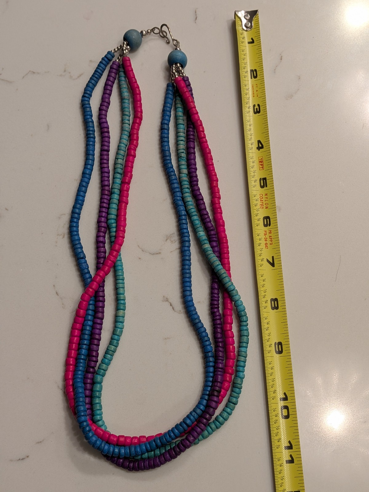 Vibrant Multi-Strand Heishi Bead Necklace Choker Magenta purple-blue Hawaiian