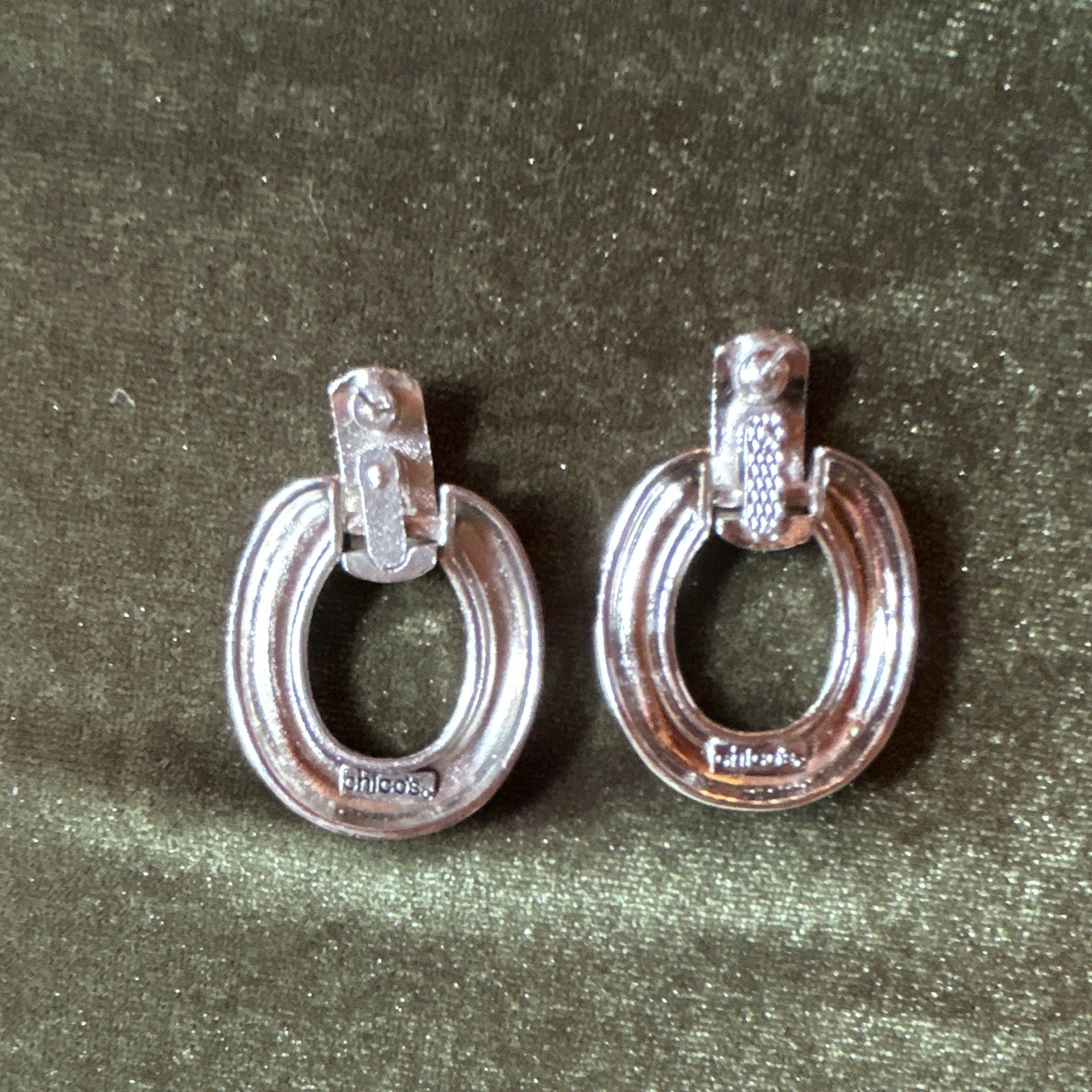 Chicos Silver Tone Chunky Stud Drop Earrings