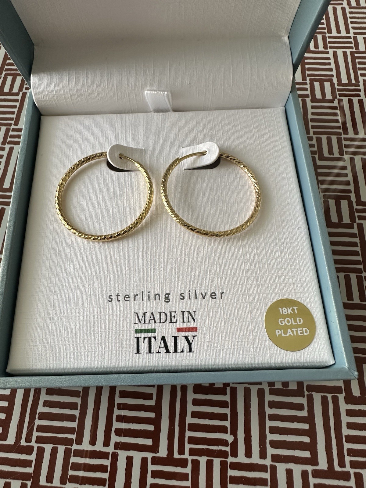 Earing 18 Kt Gold Plated Sterling Silver Made In Italy ￼￼