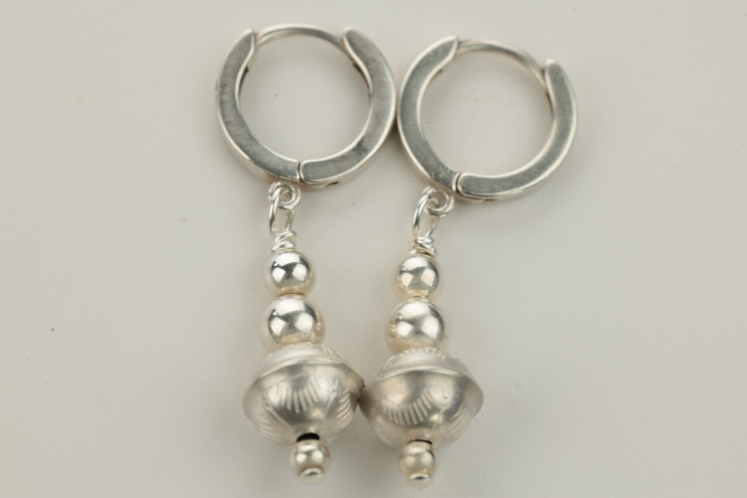 Earrings Small Silver Sterling Graduated Beads Blue Southwestern