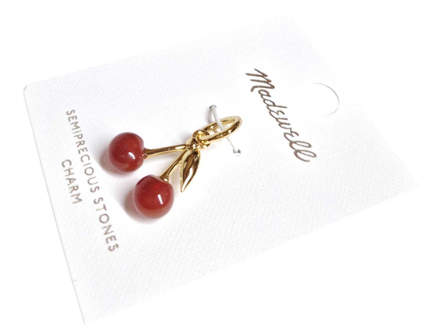 Madewell Semiprecious Cherry Charm Antique Gold Red Brass Nickel Safe NZ803 New