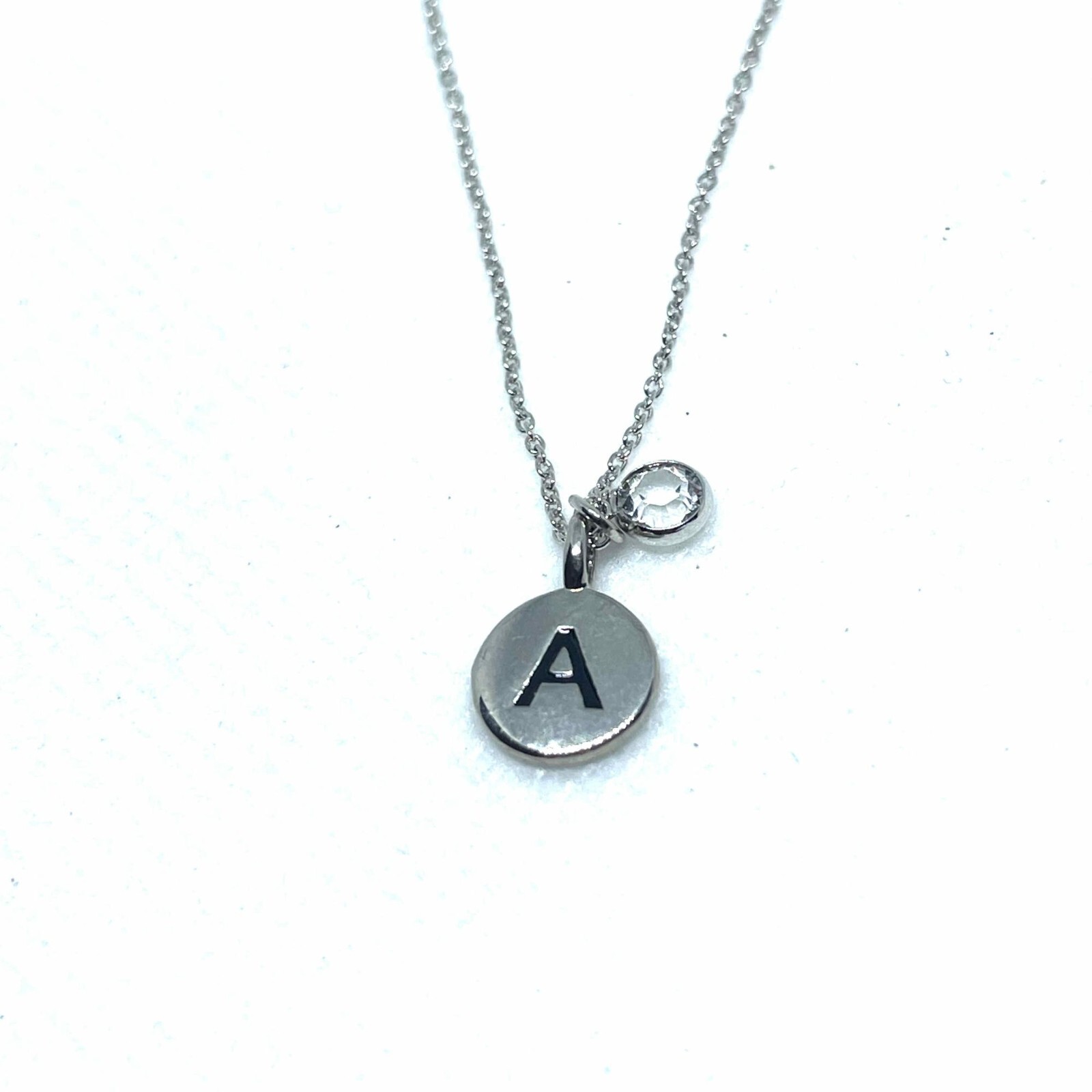 TCS Initial A Pendant Chain Necklace Silver Tone College Casual Everyday Gift
