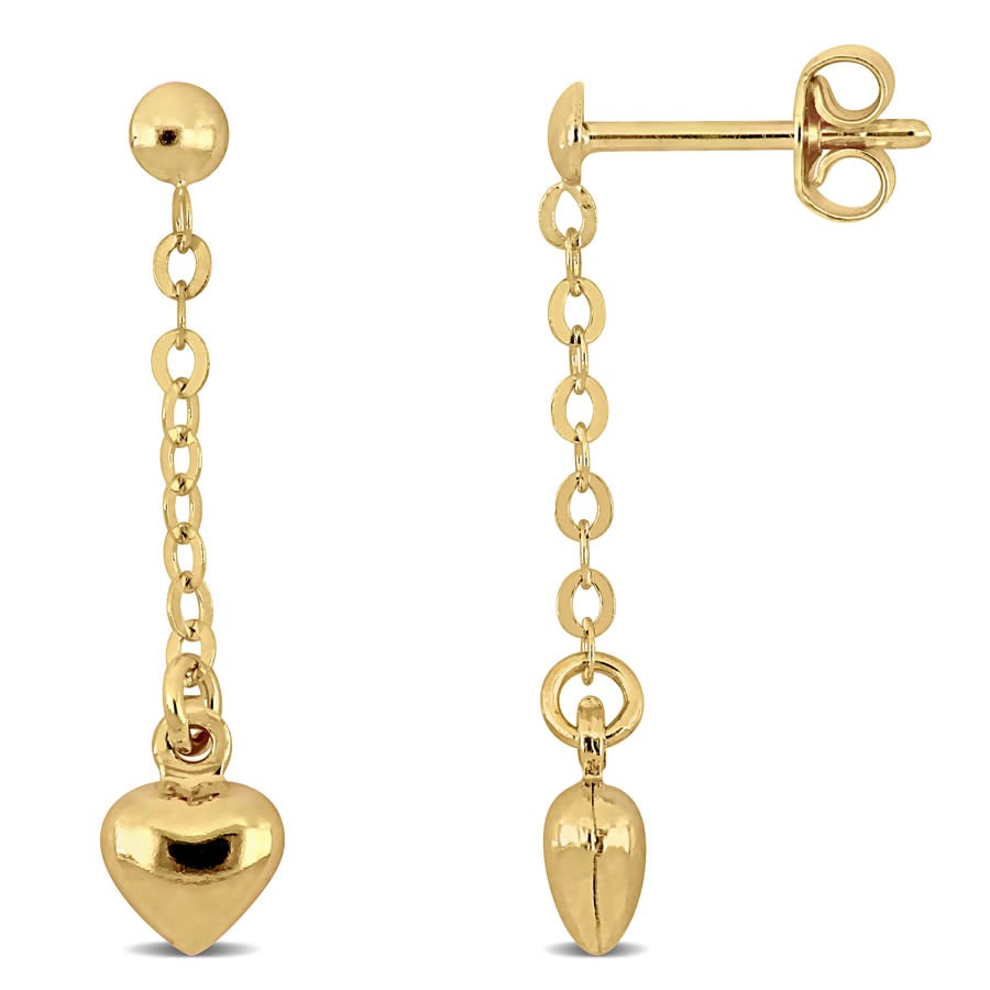 Amour Heart Drop Earrings in 14k Yellow Gold