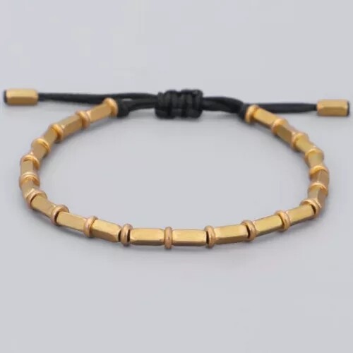 Black Tibetan Buddhist Long Copper Beads Healing Lucky Rope Bracelet Bangle USA