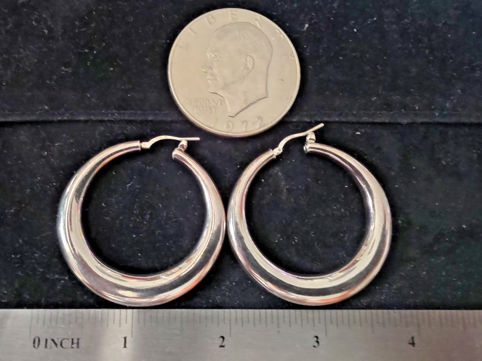 Vtg. Milor of Italy – Doom Hoops Earrings 950 SS 13g.- 45.mm / 1.8in wide Chucky
