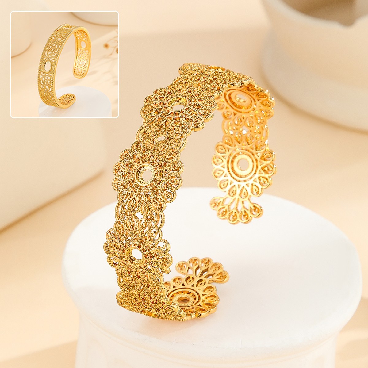 1pcs Luxury Style Gold Bracelet Hollowed Out Lace Suitable For Women’s daily Hol