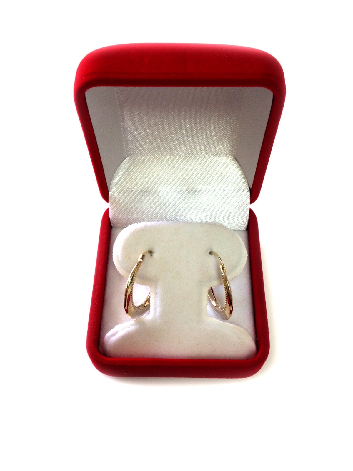 14K Yellow Gold Fancy Milgrain Round Hoop Earrings, Diameter 20mm