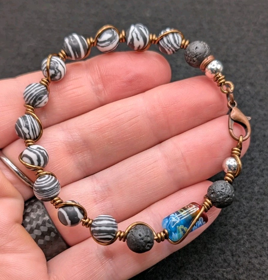 Stylish Fun Mixed Beaded Wire Wrapped Bracelet Clasp (18cm) 7″ M Wrist