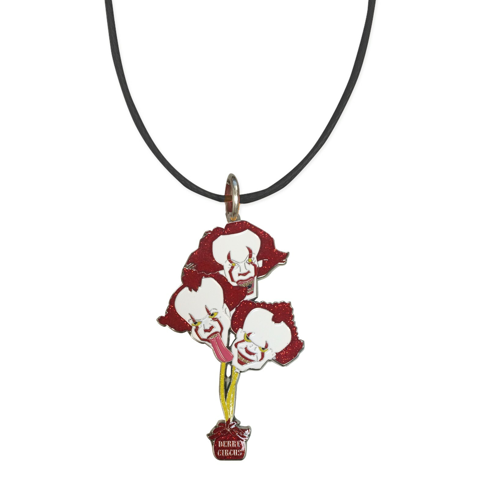 Creepy Bouquet of Clown Head Balloons Horror Movie – Enamel Pendant Necklace