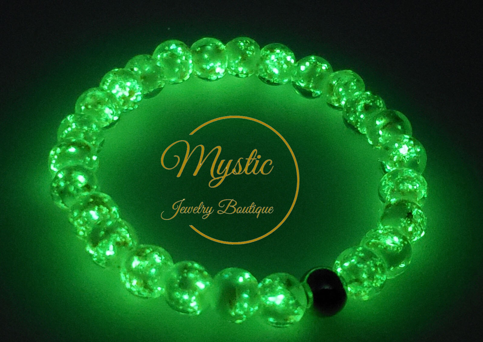 Mystic Firefly Bracelet Lampwork Luminous Glass Glow in the Dark Made in the USA