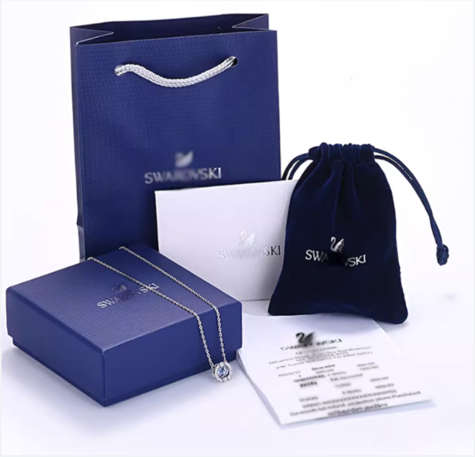 Silver Tennis Necklace Angel With Swarovski Elements Original Crystals Jewellery