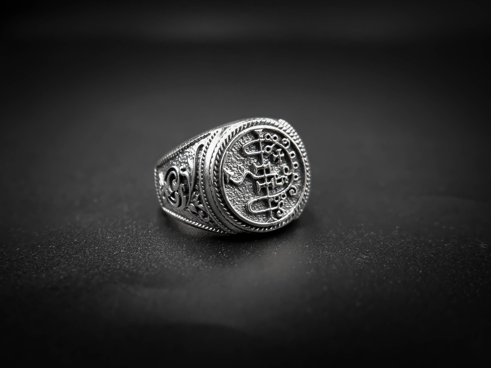 925 Sterling Silver Sigil of Asmodeus Ring Seal of Solomon Jewelry