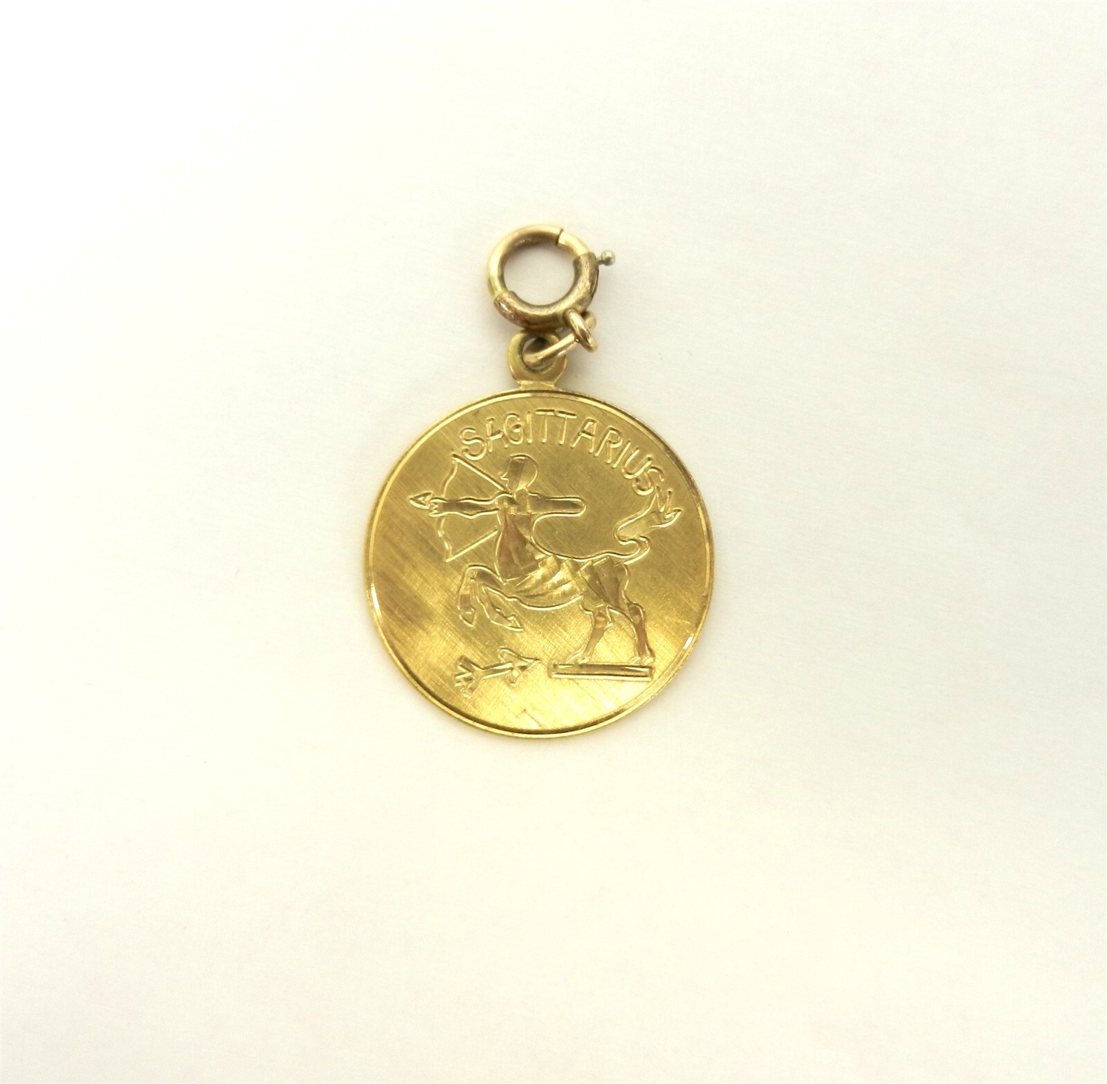 Wells Sagittarius Zodiac Charm 1/20 12KGF Brushed 1″ Dia. +Spring Clasp S29B