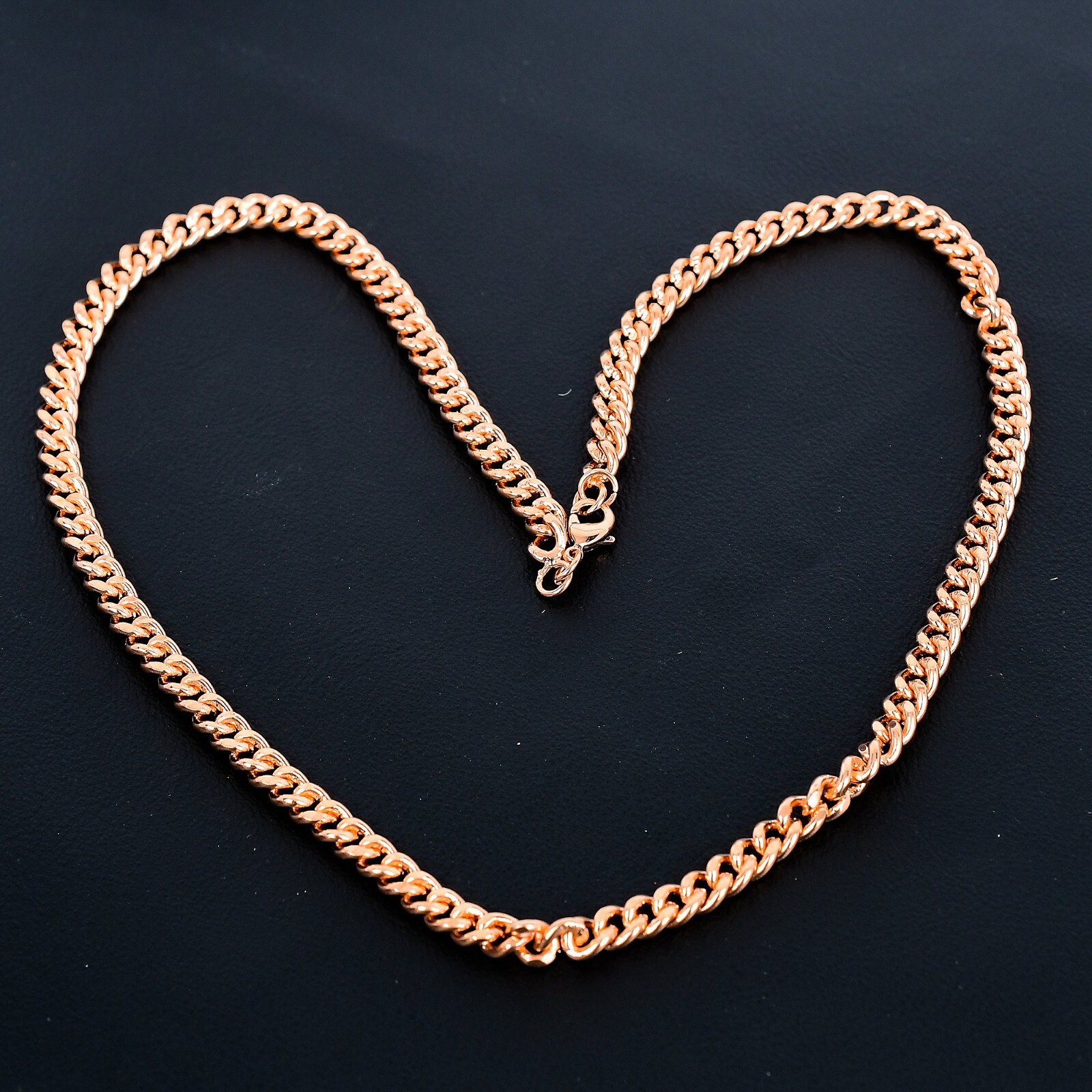 Vintage Copper Large Curved Copper Chain Hook Closure Necklace 20.5″ QN-002