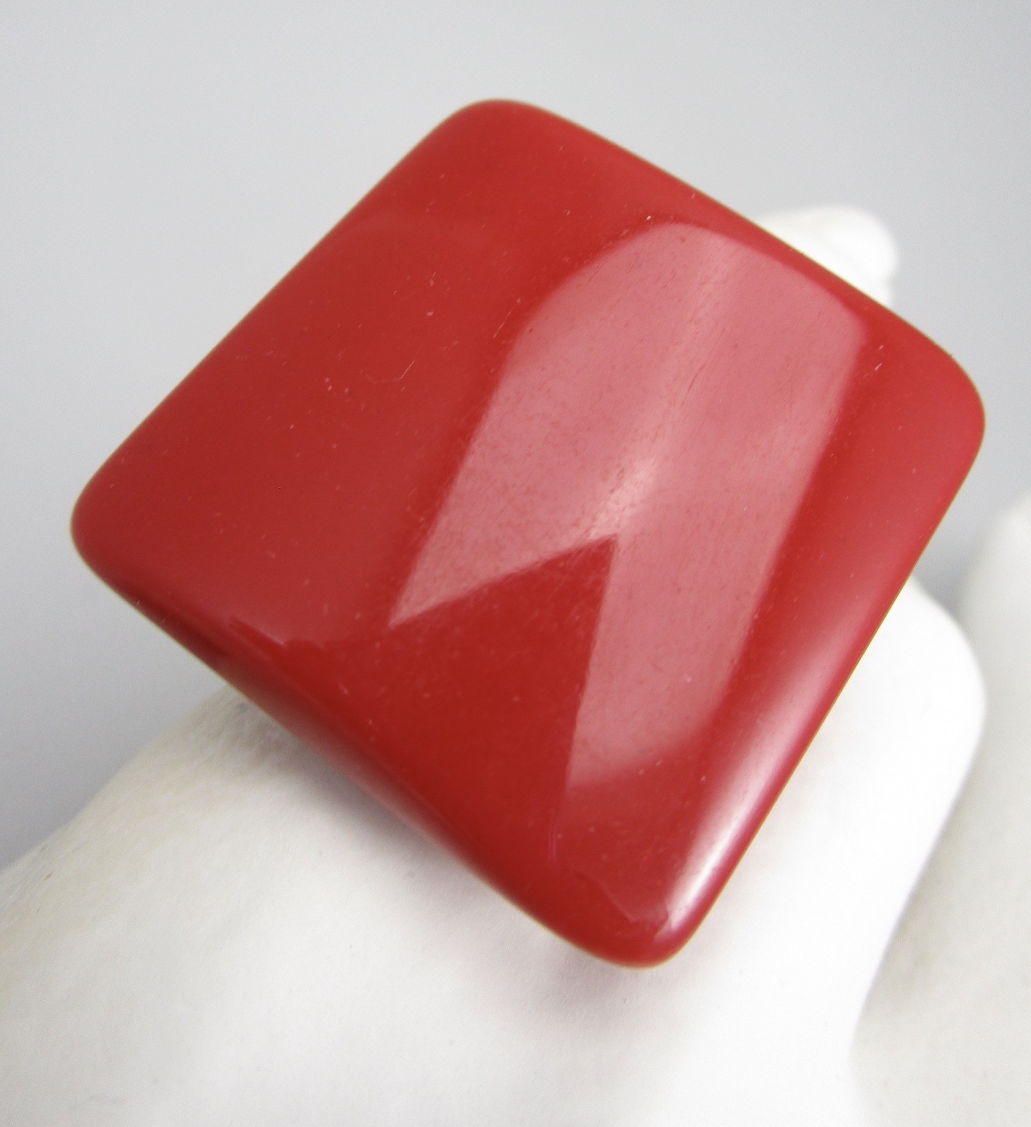 BOLD MARION GODART RED SQUARE STATEMENT RING – FRANCE – SZ 9