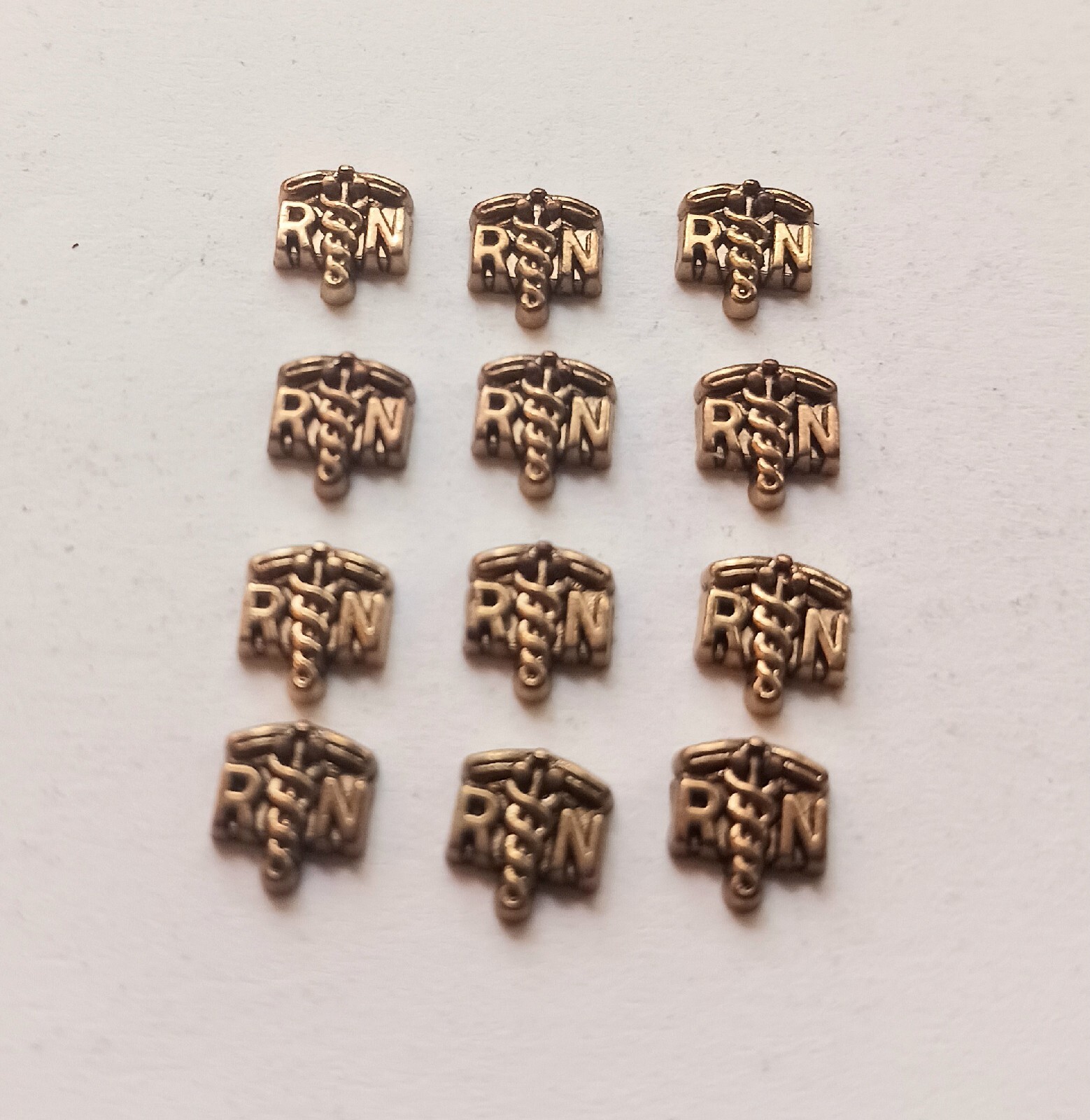 Lot of 12 Gold Toned Nursing Emblems Floating Charms Memory Locket Origami Owl