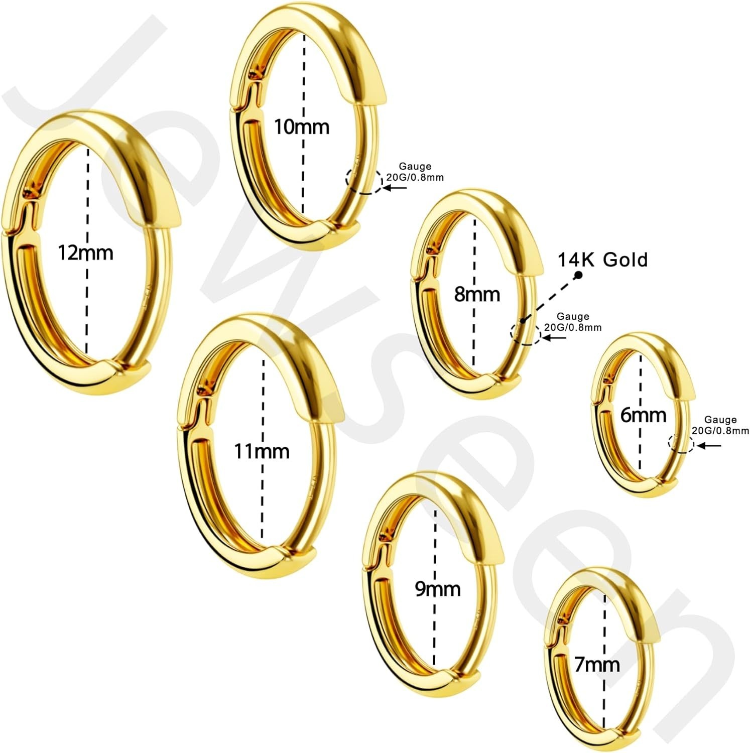 Sleek 20G Gold Hinged Hoops for Multiple Piercings