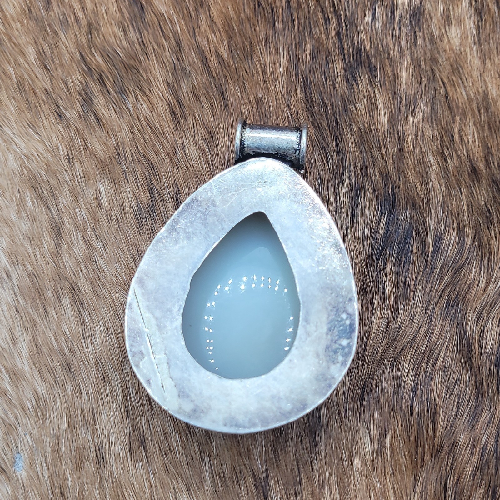 Teardrop Multicolor Druzy Stone Pendant Purple Bezel Set Metal 1 Gemstone