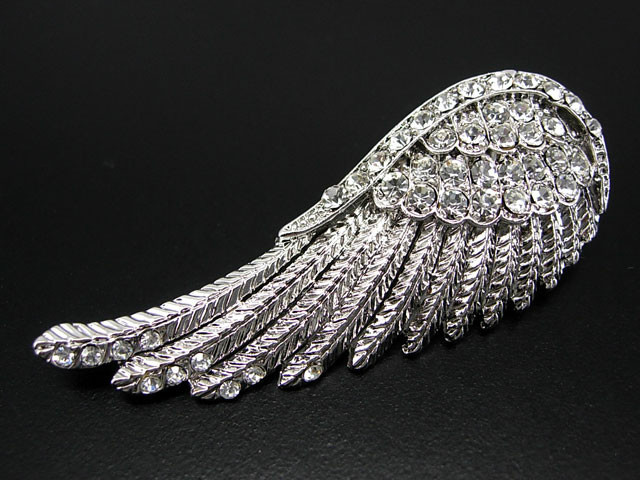 5.5cm Big Angel Wing Austria Crystal White Gold-plated Necklace Earrings Set