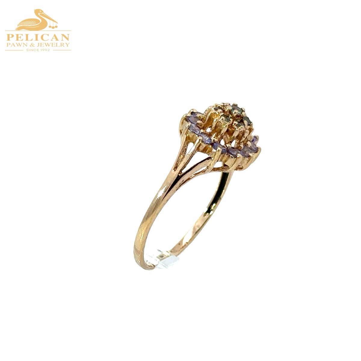 Woman’s Purple and Green Stone Ring in 14K Yellow Gold Size 8 (PBR117211)
