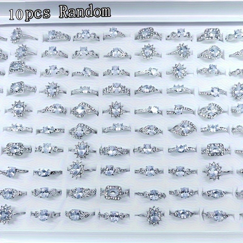 10/25Pcs Wholesale Zircon Rhinestone Mixed Rings Bulk Finger Jewelry Gift Lot US