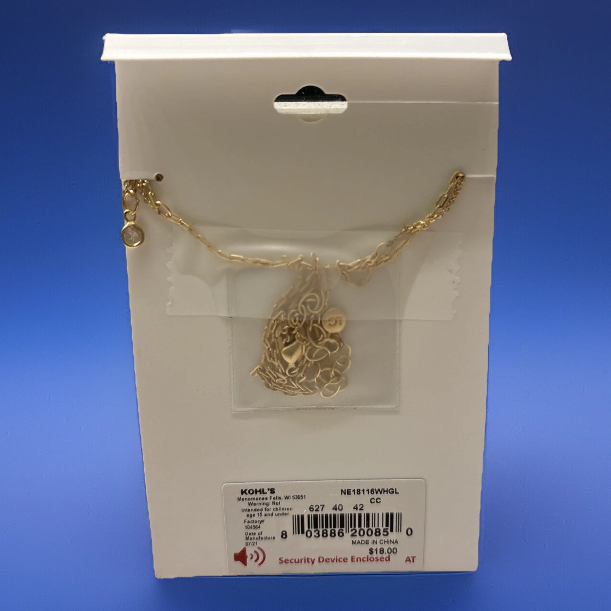 Lauren Conrad NWT 16” Gold Platted Necklace Cubic Zirconia Kohls Item