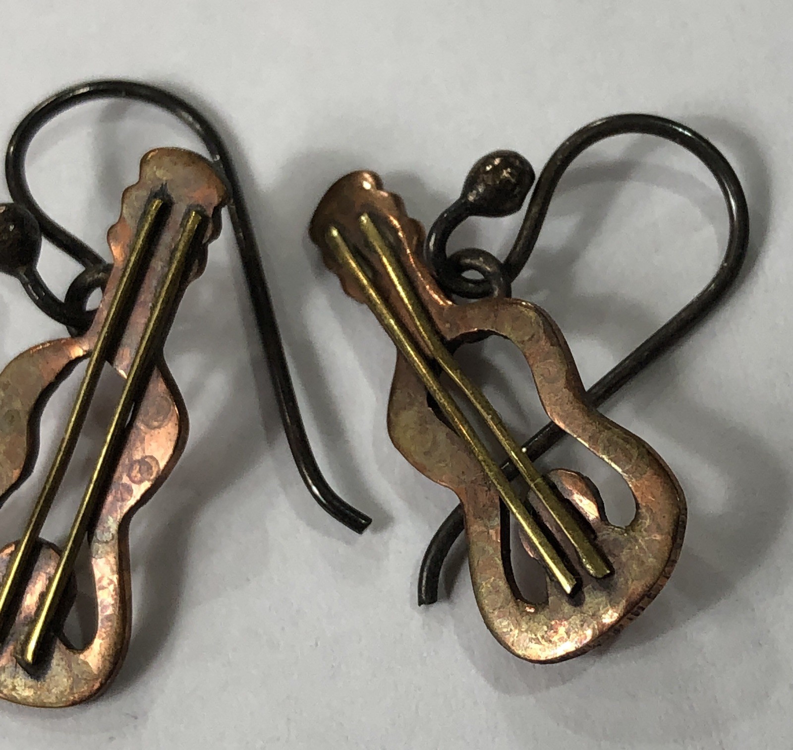 Guitar Earrings Dangle Copper Artisan – .75 inch