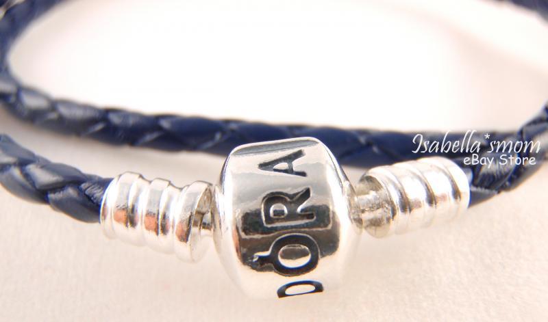 Authentic PANDORA Dark/Navy Blue DOUBLE Leather Bracelet 15″~38cm 590705CDB-D2