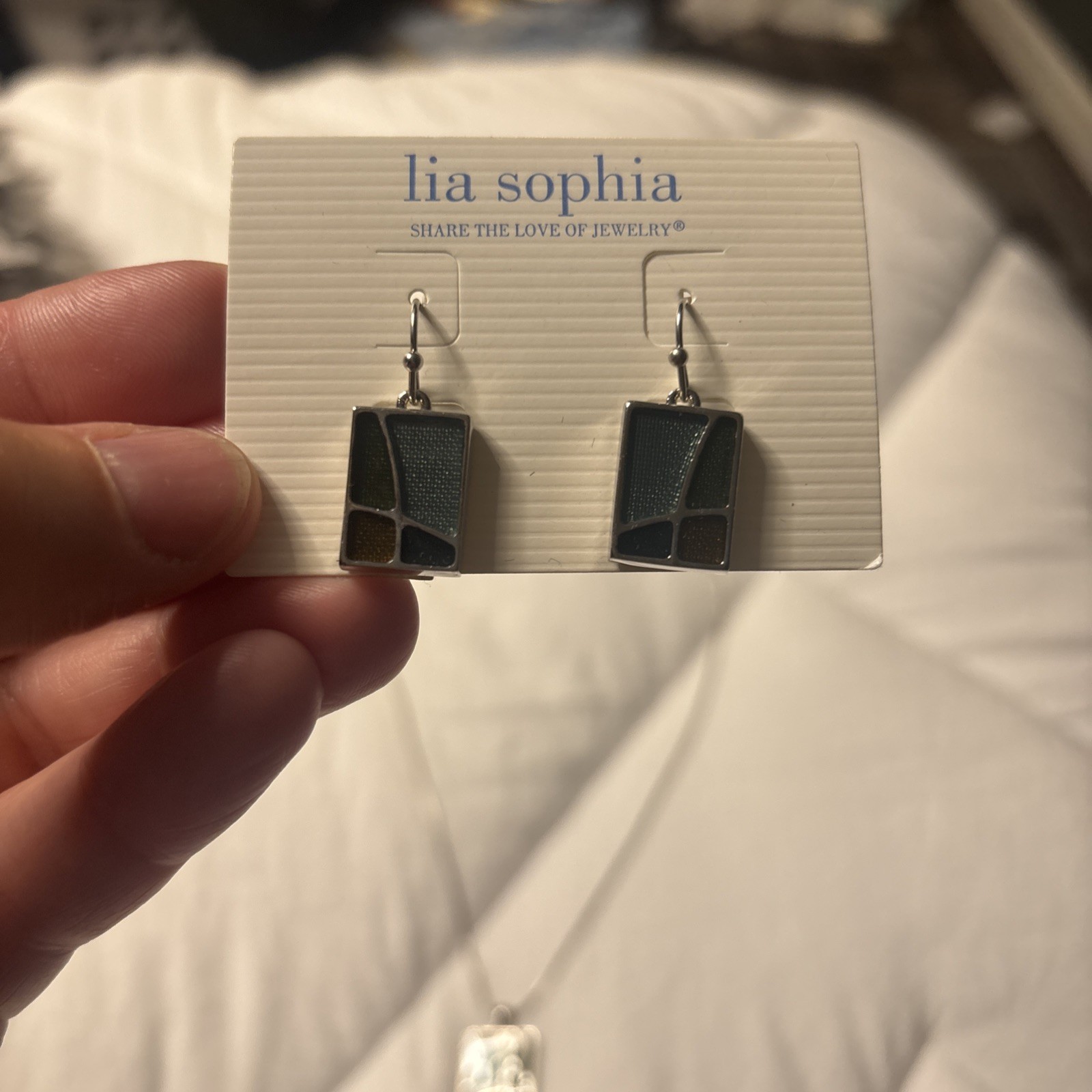 Lia Sophia Necklace Earrings Silver Tone
