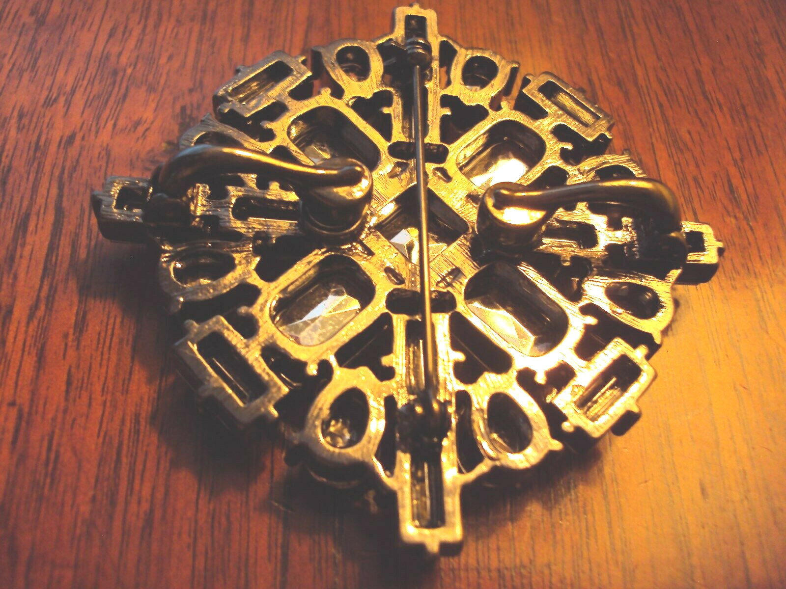 LARGE RHINESTONE PIN BROACH PENDANT – 2 1/4 x 2 1/4 inches